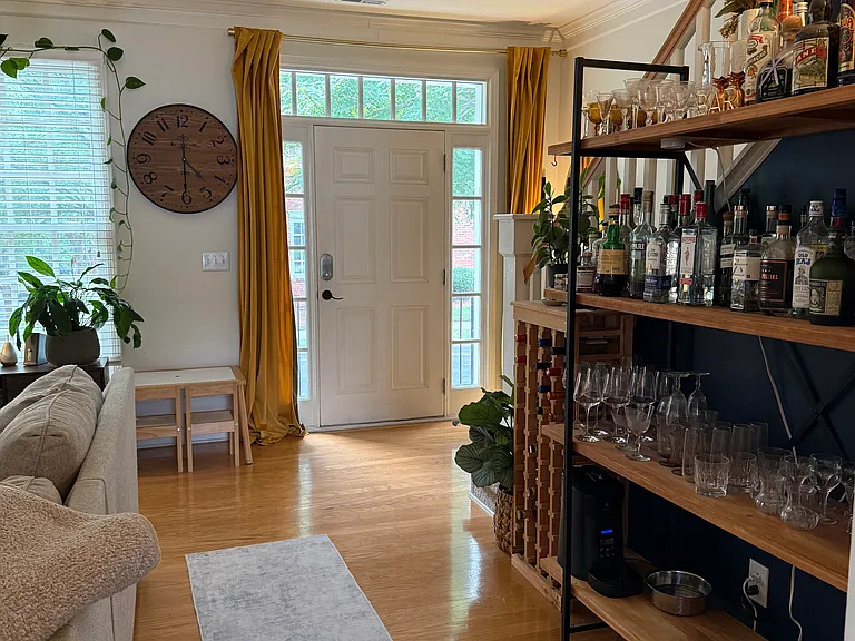 view from dining room to front door
