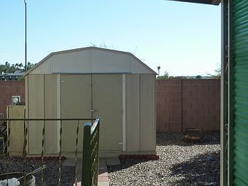 Storage shed with electricity