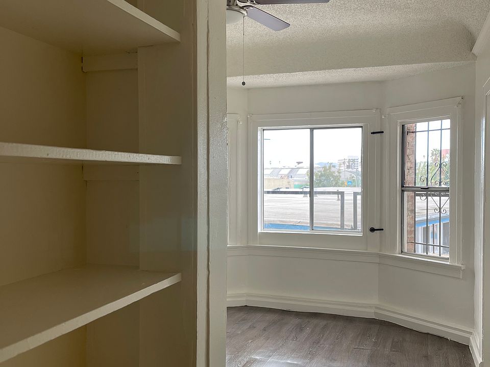 built-in shelves in entryway