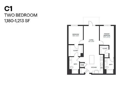 Floor plan Two Bedroom C1