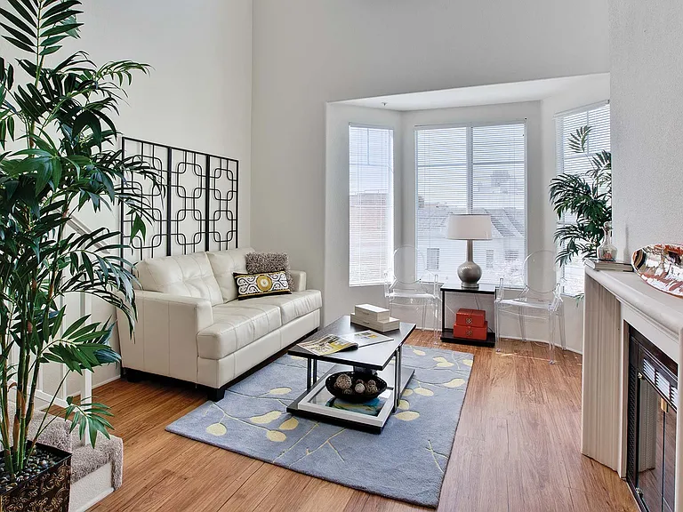 Brindisi Loft living room features a bay window