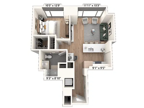 Floor plan One Bedroom 05
