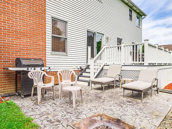 Stamped concrete patio.