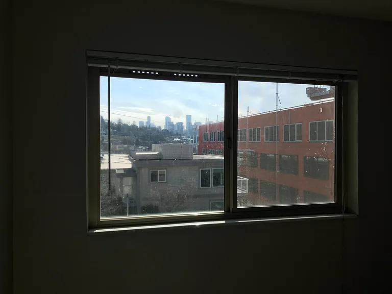 View of Downtown Seattle from living and dining area and both bedroom windows