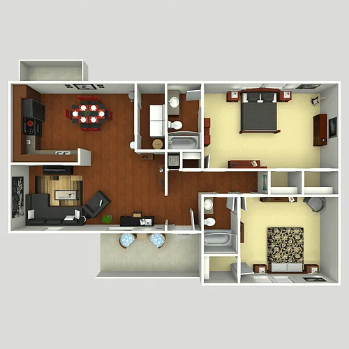 Floor plan 2 Bedroom / 2 Bath Adair Finis