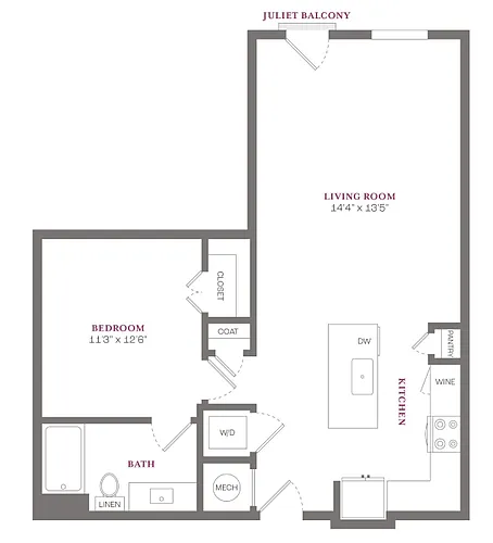 Floor plan 1X1 A2 Flats