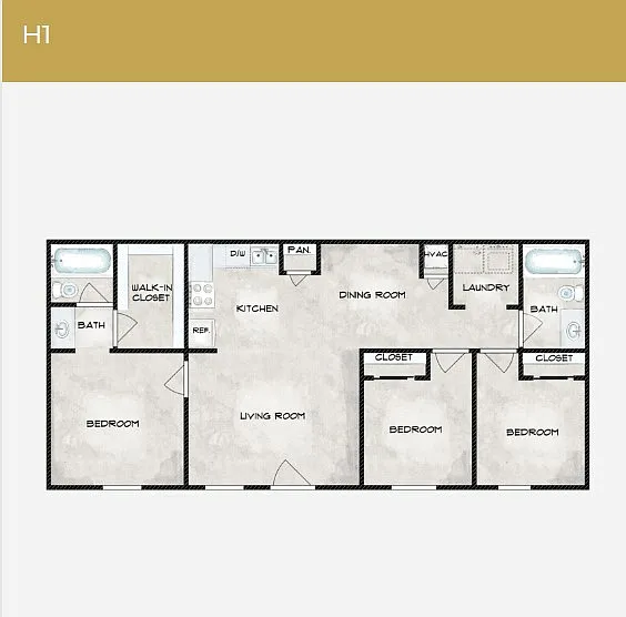 Floor plan 3 Bedroom 2 Bathroom