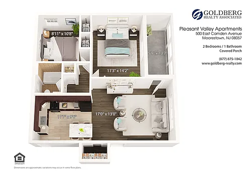 Floor plan 2 Bedroom w/ Porch