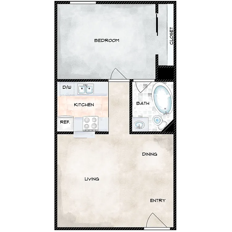 Floor plan 1 Bed 1 Bath