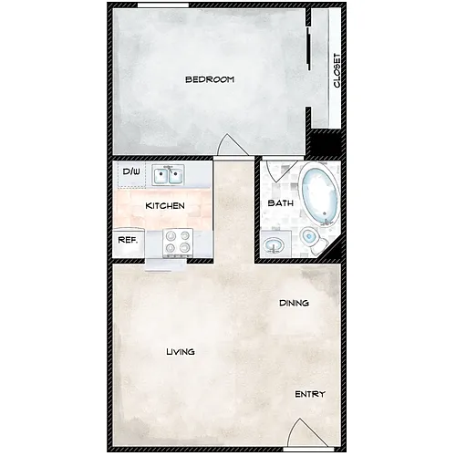 Floor plan 1 Bed 1 Bath