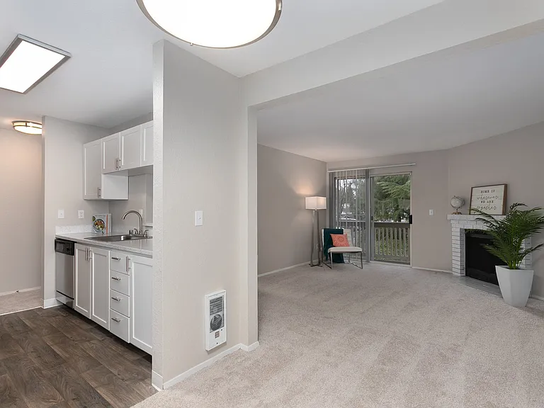 Bayview Apartment Homes Living Room and Kitchen View