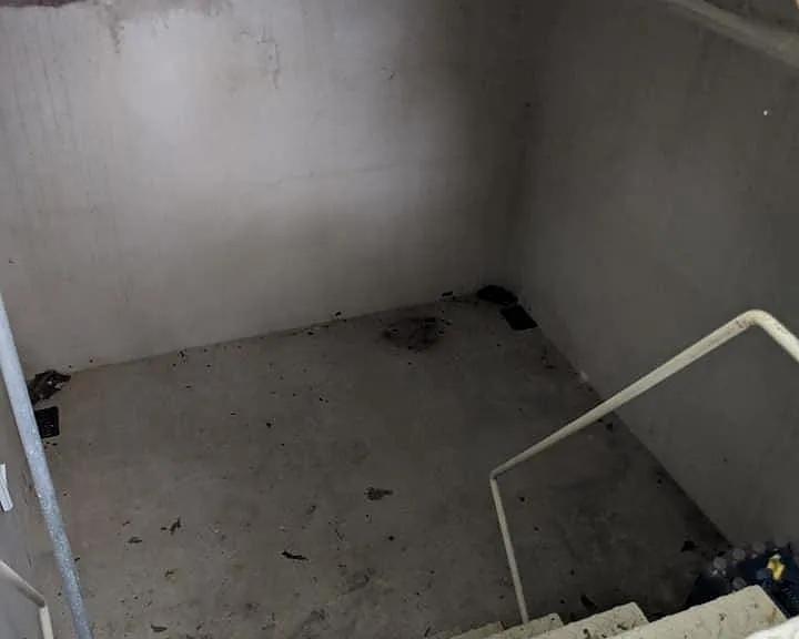 Inside storm shelter in the backyard