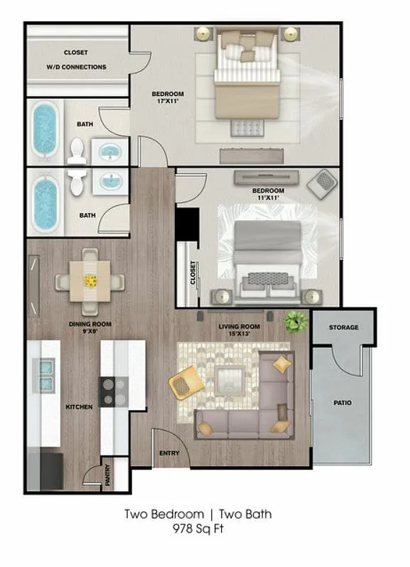 Floor plan 2 Bdrm Reno