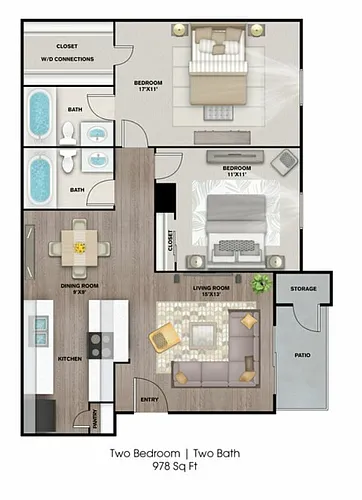 Floor plan 2 Bdrm Reno