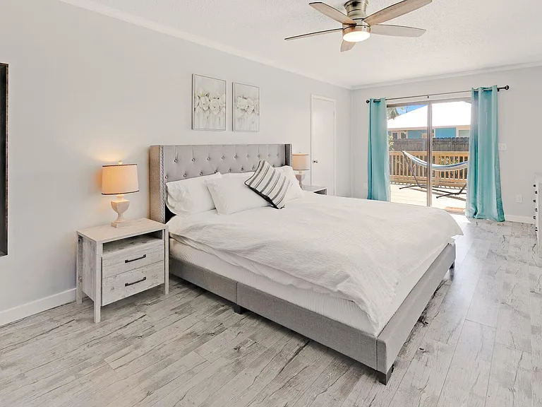 Master bedroom overlooking patio door