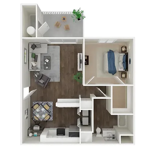 Floor plan 1BD, 1BTH A
