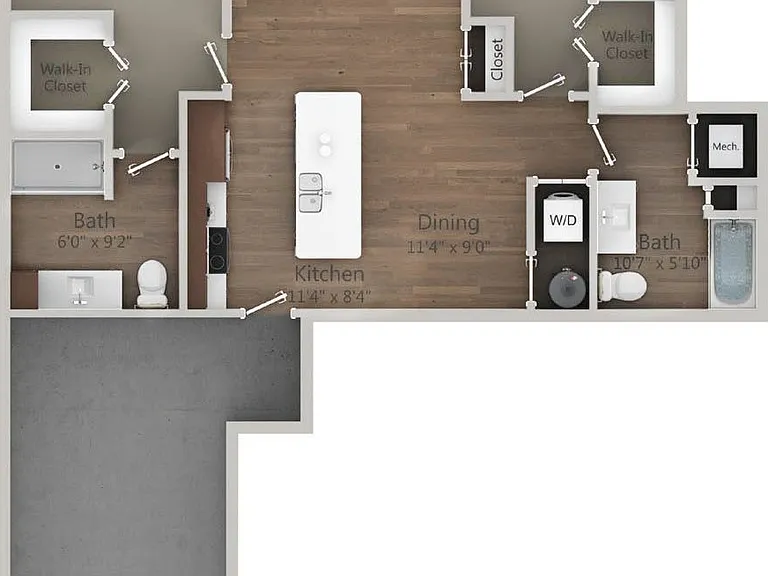 Floor Plan 2F | Drexel Ridge Apartments | Apartments in Oak Creek, WI Floor Plan 2F | Drexel Ridge Apartments | Apartments in Oak Creek, WI