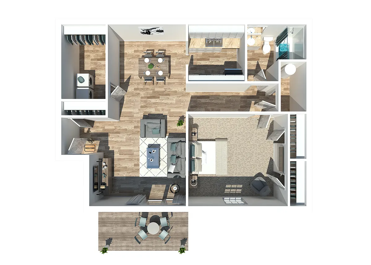 Floor plan 1 Bedroom 1 Bath Deluxe
