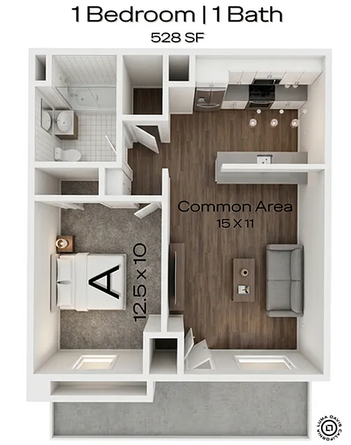 Floor plan 1BR/1BA