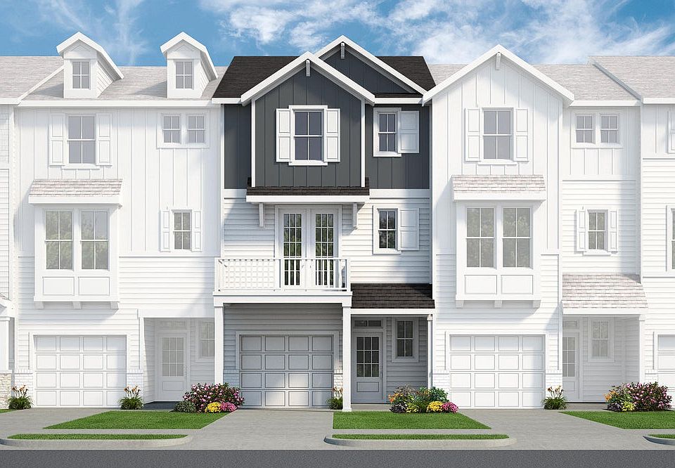 The Brier- Farmhouse Elevation with Wood Deck Interior Unit