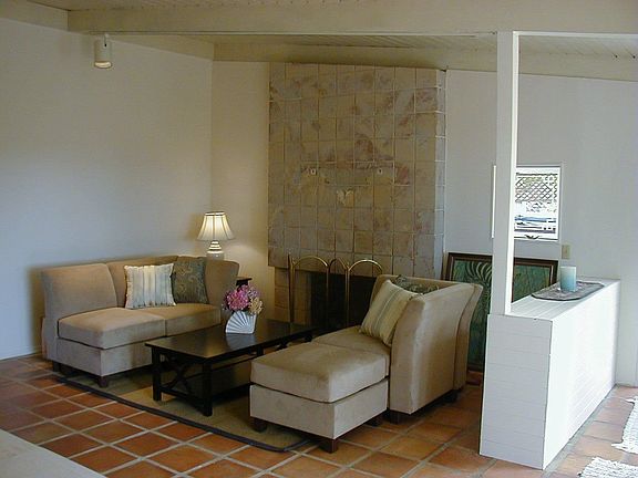 Living space with fireplace