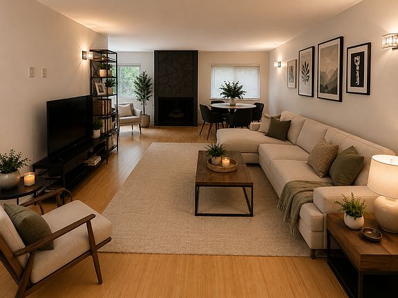 Large enough living room to have a dining table in the area despite there being a dedicated dining area elsewhere