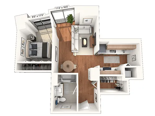Floor plan Jr. One Bedroom 08