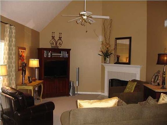 Cozy den with fireplace