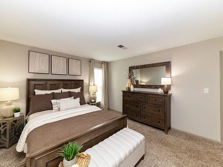 Cozy bedroom with carpet