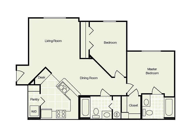 Floor plan Two Bedroom Two Bathroom B1 60%