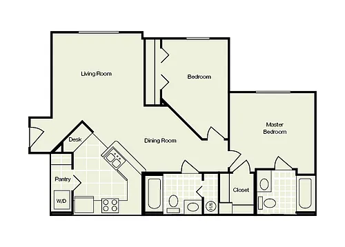 Floor plan Two Bedroom Two Bathroom B2 28%