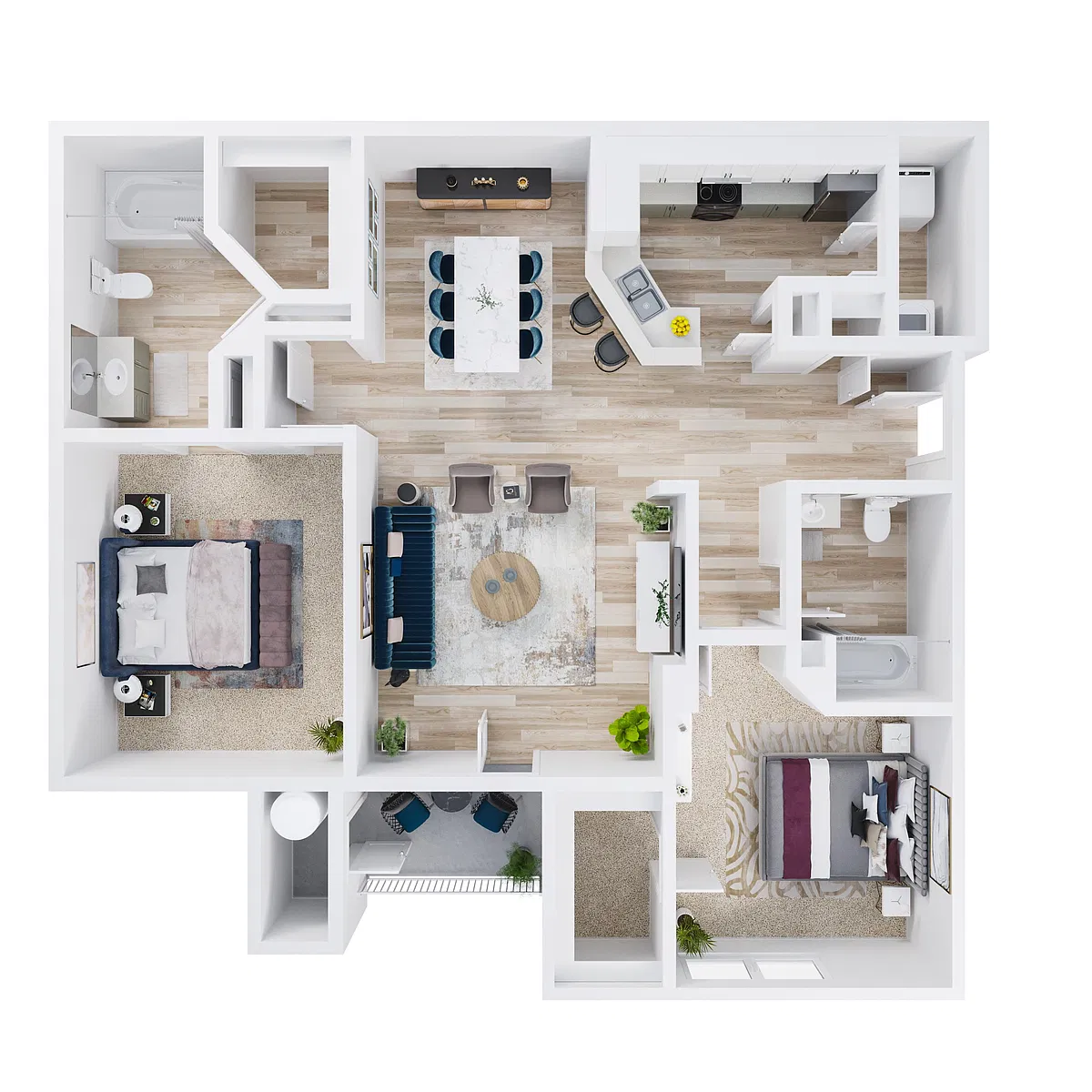 Floor plan 2 Bed 2 Bath B