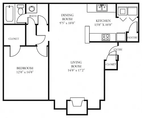 Floor plan 1X1B
