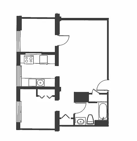 Floor plan 1 Bed 1 Bath - A1N