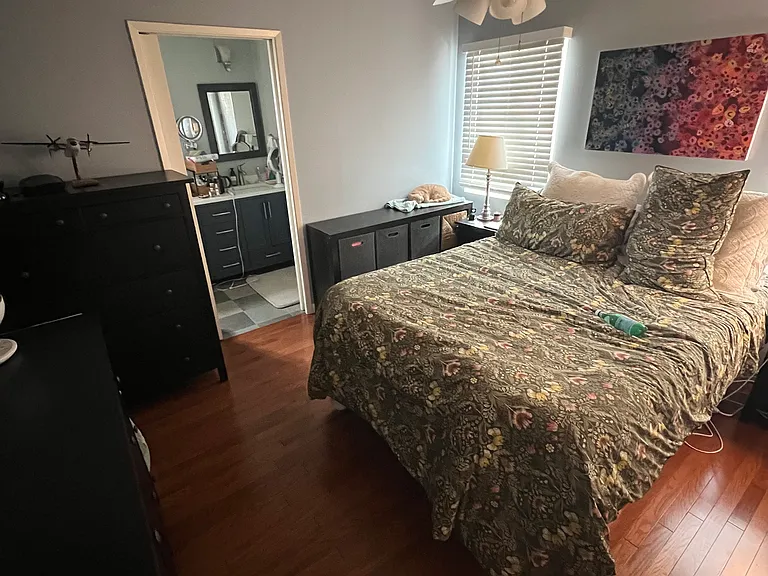 Master Bedroom with new hardwood floors. Door to Master Bath. Has a large walk-in Shower.