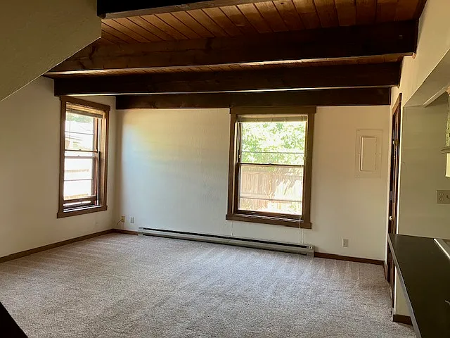 living room, wood ceilings