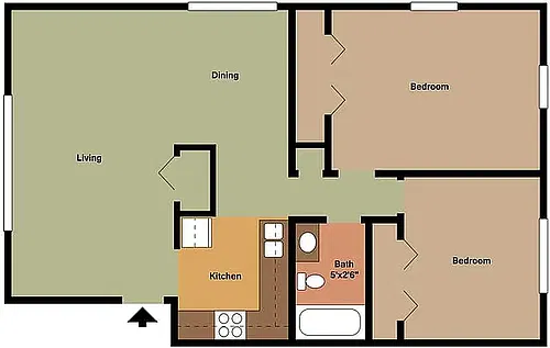 Floor plan 2 Bedroom 4 Plex