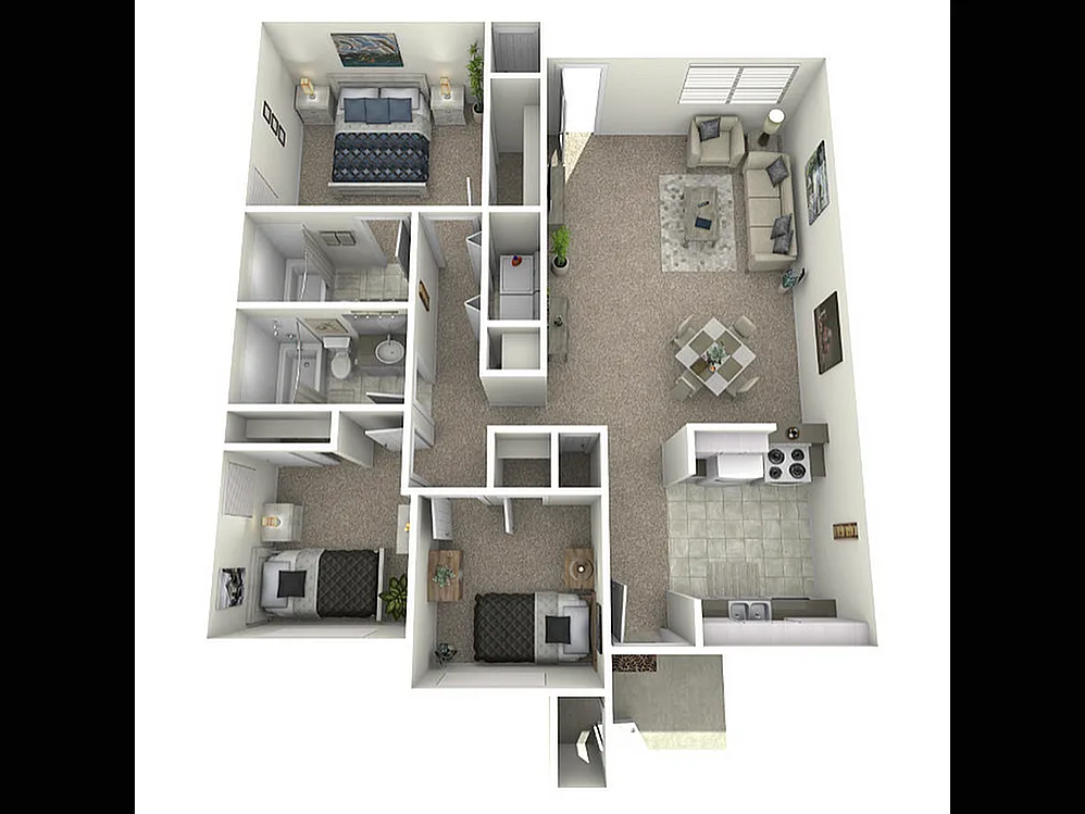 Floor plan 3 Bed, 2 Bath B ST III
