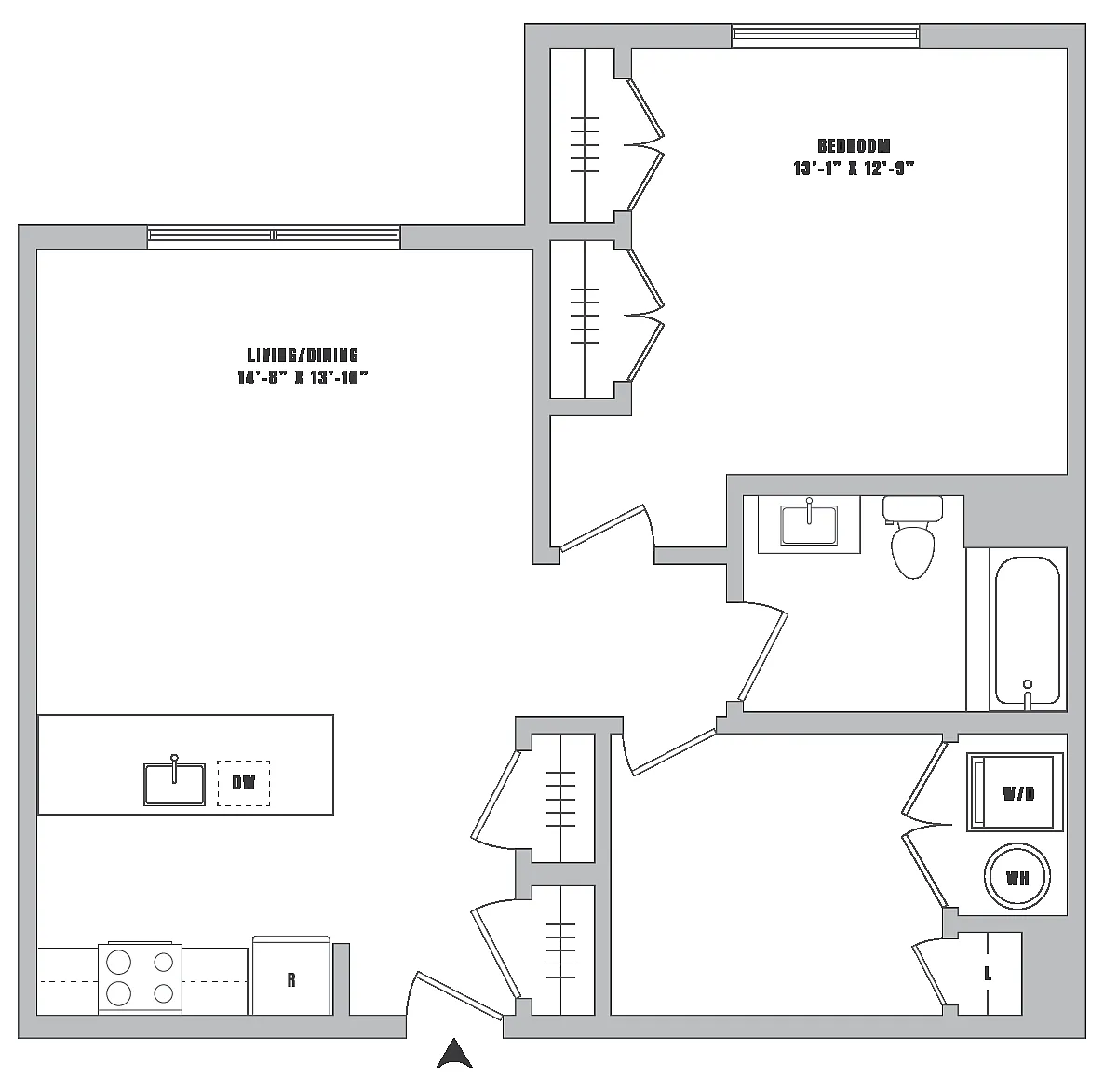 Floor plan 1 Bed-1 Bath-A4