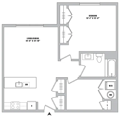 Floor plan 1 Bed-1 Bath-A4