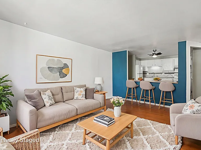 Living room, updated, virtually staged