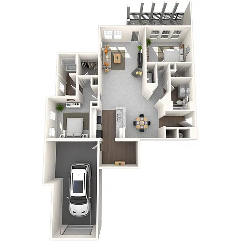 Floor plan Bungalow 2x2 1380 SF