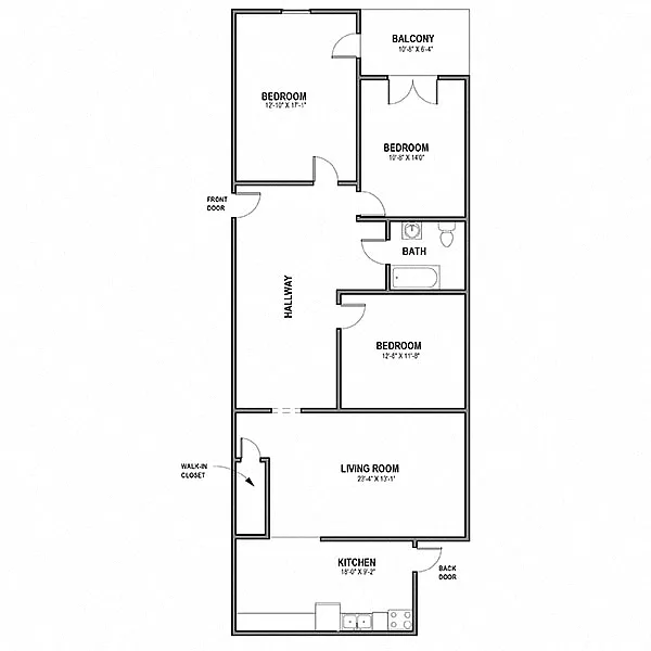 Floor plan 3 BR 1 Bath