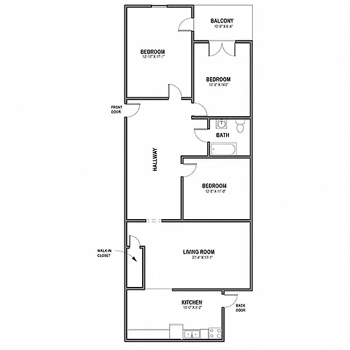 Floor plan 3 BR 1 Bath