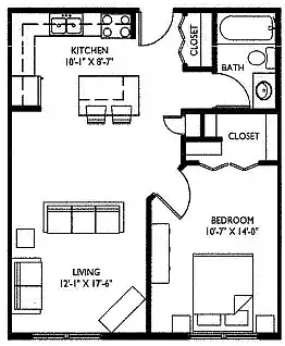 Floor plan One Bedroom E
