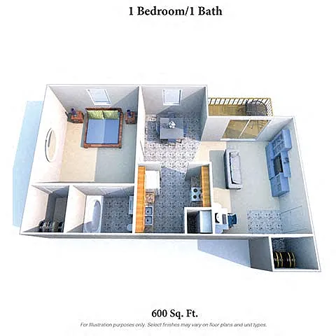 Floor plan 1 Bedroom, 1 Bath