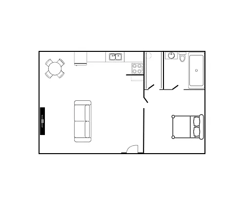 Floor plan Luxury Renovated One Bedroom