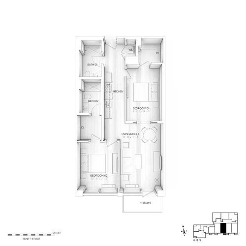 Floor plan 607-1307 with Balcony