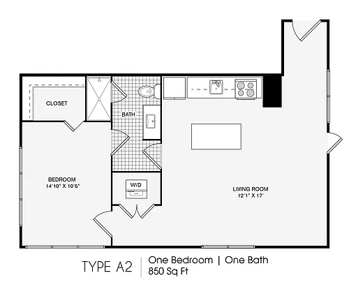 Floor plan 1 Bedroom, 1 Bathroom