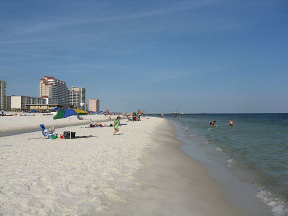 View of the Gulf from the Beach of Gulf Shores AL